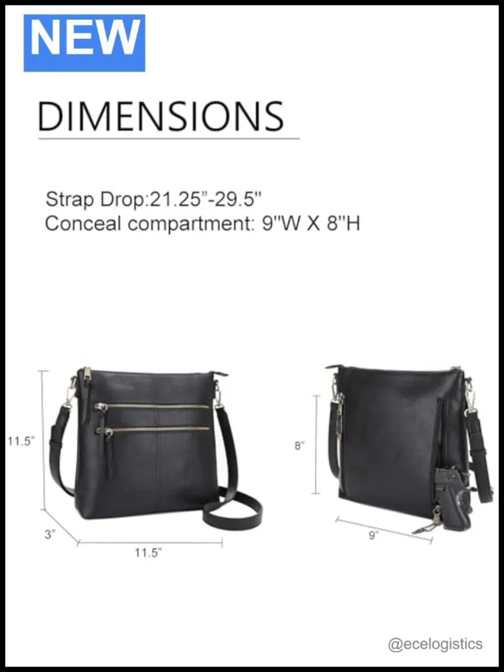 Large Concealed Carry Crossbody Purse for Women Multi Pocket Vegan Leather